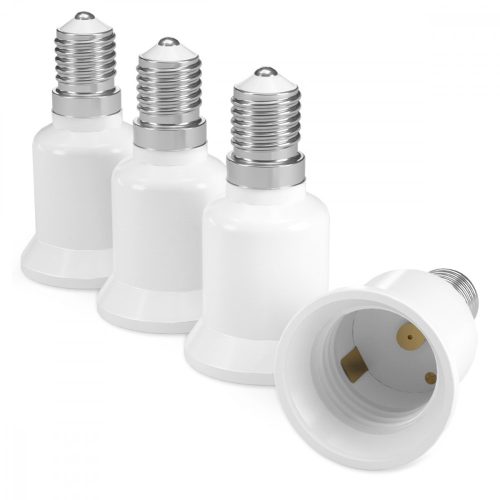 4 db aljzatadapter készlet E14-től E27-ig, Kwmobile, fehér, műanyag, 20824