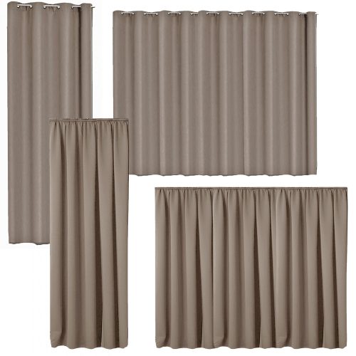 Jemidi átlátszatlan függöny karikákkal, 140 x 245 cm, Barna, Poliészter, 55275.24.01