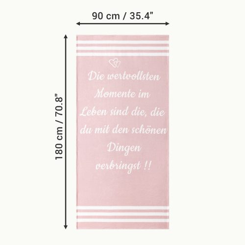 Strandtörülköző Homelevel, 90 x 180 cm, Rózsaszín / Fehér, Pamut / Poliészter, 54897.01.10