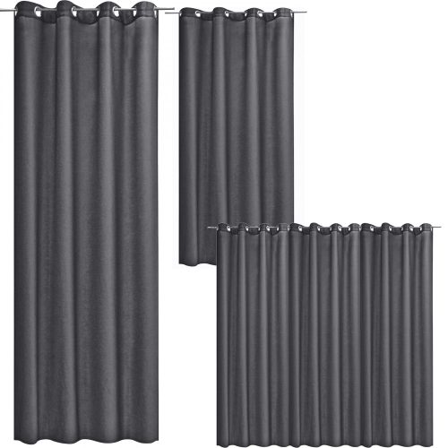 Stella átlátszatlan függöny karikákkal Jemidi, 140 x 245 cm, Szürke, Poliészter, 55283.19.01