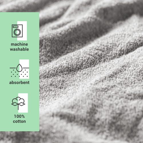 2 darabos Homelevel Unisex haj-turbán készlet, univerzális, szürke, organikus pamut, 54863.25.02