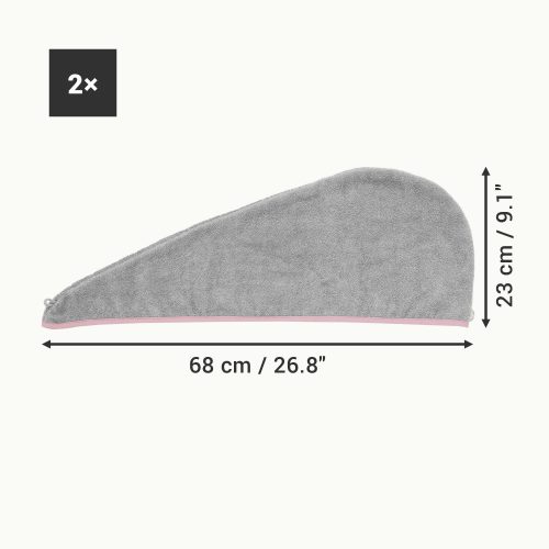 2 darabos Homelevel Unisex haj-turbán készlet, univerzális, szürke, organikus pamut, 54863.25.02