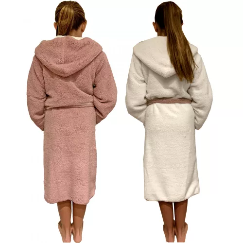 Fordítható gyermek fürdőköpeny Homelevel, 9-10 éves korig, rózsaszín / krém, poliészter, 55056.1.10