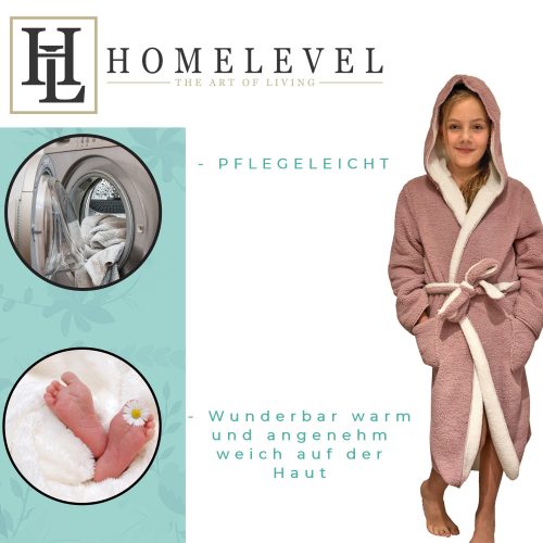 Fordítható gyermek fürdőköpeny Homelevel, 9-10 éves korig, rózsaszín / krém, poliészter, 55056.1.10