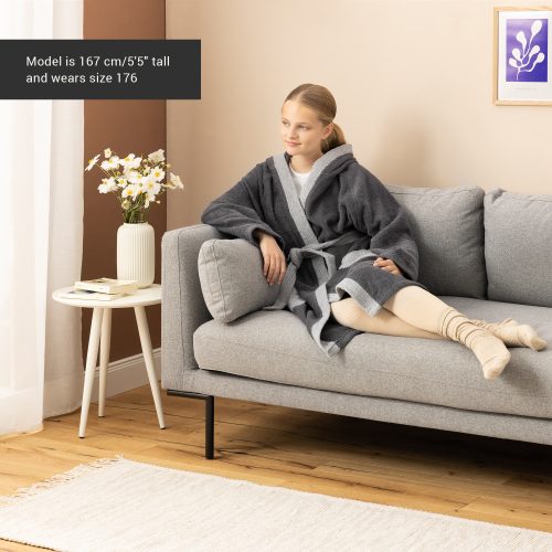 Gyermek fürdőköpeny Homelevel, 176, Szürke, Szerves pamut, 54864.22.41