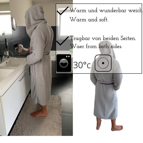 Férfi fordítható fürdőköpeny Jemidi, L, szürke/kék, poliészter, 55435.25.3