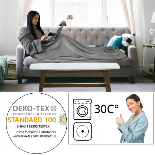 Homelevel TV takaró ujjakkal, 200 x 150 cm, Szürke, Poliészter, 55432.25.03