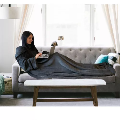 Homelevel TV takaró ujjakkal, 200 x 150 cm, szürke, poliészter, 55432.19.02