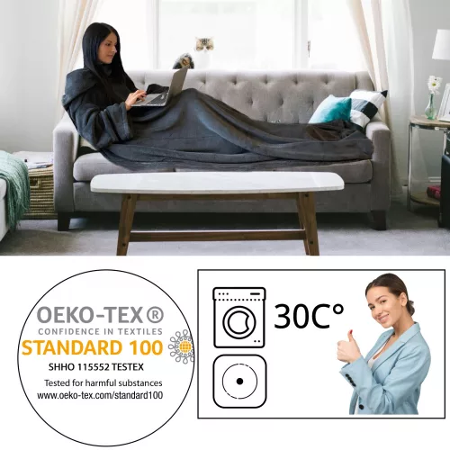 Homelevel TV takaró ujjakkal, 200 x 150 cm, szürke, poliészter, 55432.19.02
