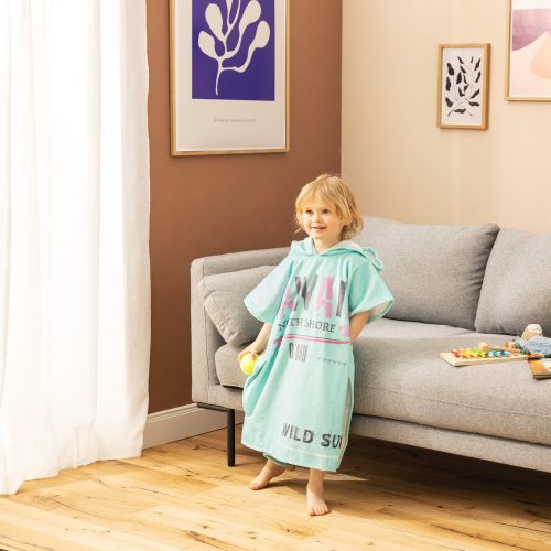 Gyermek fürdőponcsó Homelevel, 8-11 éves korig, többszínű, organikus pamut, 54931.71.01