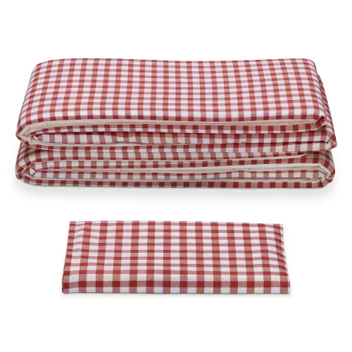 Szett Jemidi terítő és 2 padhuzat, 70 x 240 cm, piros, poliészter/pamut, 55321.09.02