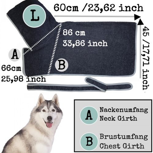 Homelevel kutya fürdőköpeny, L, Kék, Pamut, 54844.73.3