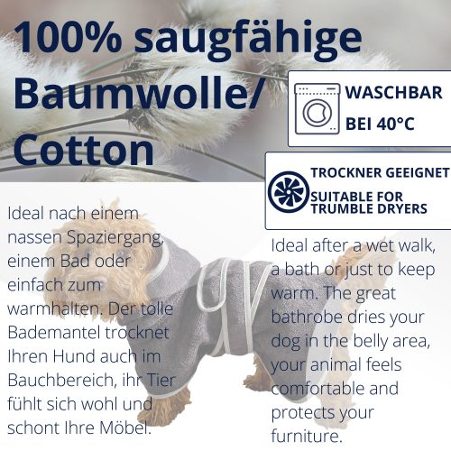 Homelevel kutya fürdőköpeny, L, Kék, Pamut, 54844.73.3