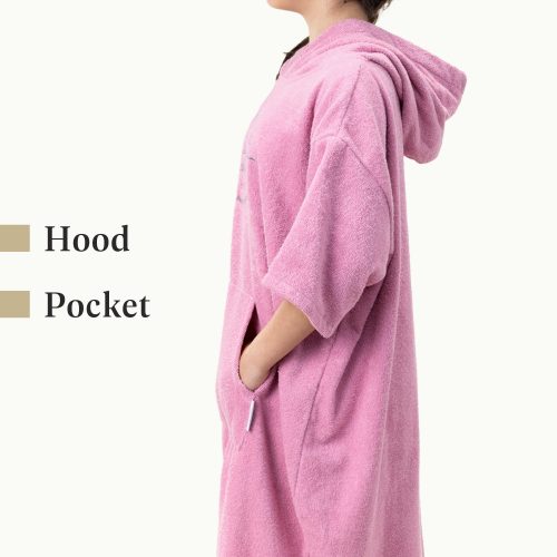 Gyermek fürdőponcsó Homelevel, 10-13 éves korig, Rózsaszín, Bio pamut, 54980.43