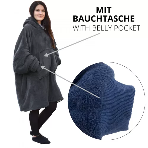 Unisex Sherpa Jemidi kapucnis pulóver, XL, bézs, poliészter, 55407.43.4