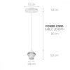 Adapter kábel 80cm E27 aljzattal mennyezethez, Kwmobile, fehér, PVC, 38943