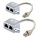 2 db RJ45 T hálózati kábelelosztó készlet 2 Cat5e RJ45 LAN/ISDN porthoz, Kwmobile, ezüst, fém, 40678