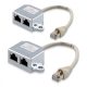 2 db RJ45 aljzatú hálózati kábelelosztó készlet 2 db Cat5/Cat6 csatlakozóhoz, Kwmobile, ezüst, fém, 40677