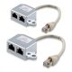 2 db T RJ45 hálózati kábelelosztó készlet 2 db RJ45 LAN porthoz, Kwmobile, ezüst, fém, 40679