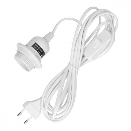 5 m-es adapterkábel E27 aljzattal és kapcsolóval, Kwmobile, fehér, PVC, 41703