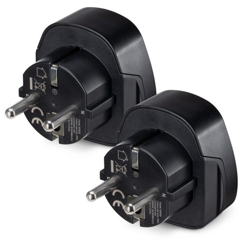 2 db univerzális utazási adapter készlet, Kwmobile, fekete, műanyag, 41939.01