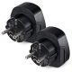 2 db univerzális utazási adapter készlet, Kwmobile, fekete, műanyag, 41939.01