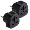 2 db univerzális utazási adapter készlet, Kwmobile, fekete, műanyag, 41939.01