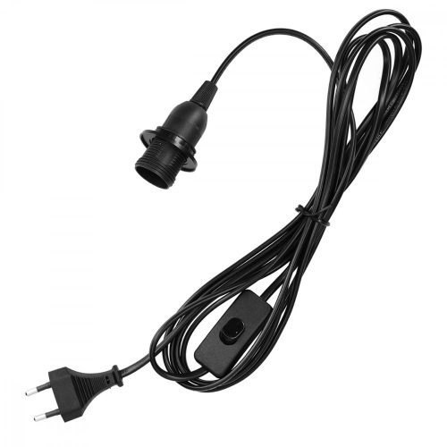 Adapter kábel 3,5 m E14 aljzattal és kapcsolóval, Kwmobile, fekete, PVC, 42684