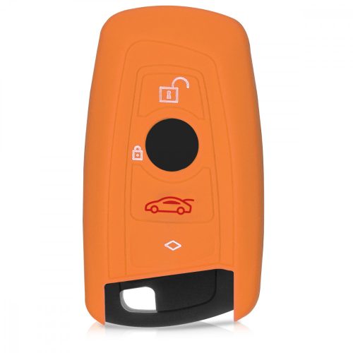 BMW autókulcs fedél - 4 gombos, szilikon, narancssárga, 40949.29