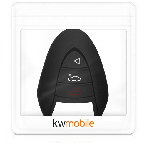 Porsche autókulcs tok - 3 gombos, szilikon, fekete, 42983.01