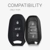 Peugeot / Citroen autókulcs tok - 3 gombos - Keyless Go, szilikon, fekete, 44154.01