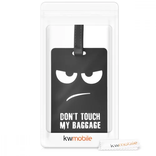 Poggyászcímke, Kwmobile, fekete/fehér, szilikon, 44781.01