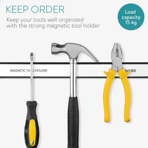 Set 4 suporturi magnetice unelte Navaris, 30.5 cm, 13.6 kg, pentru garaj si atelier, negru, otel