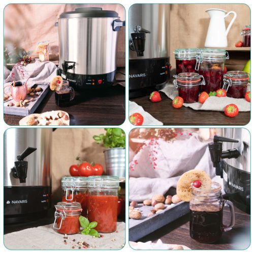 Fierbator electric Navaris, 27 L, pentru vin fiert si conservare, gri, otel inoxidabil/metal