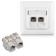 Szett 1 db RJ45 10G dupla hálózati aljzat 2 db CAT 6A csatlakozóval, Kwmobile, fehér, fém, 45360.01