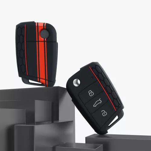 Autókulcs fedél VW-hez - 3 gombos, szilikon, fekete, 42888.09