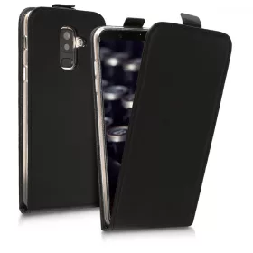   Samsung Galaxy A6 Plus tok, ökológiai bőr, fekete, 45882.01