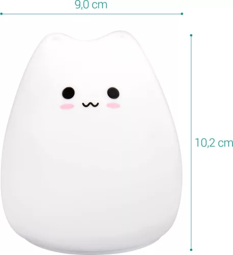 Szilikon LED éjszakai lámpa - XS Cat, Navaris, fehér, 46060.01