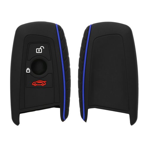 BMW autókulcs burkolat - 3 gombos - Keyless Go, szilikon, fekete, 46209.04