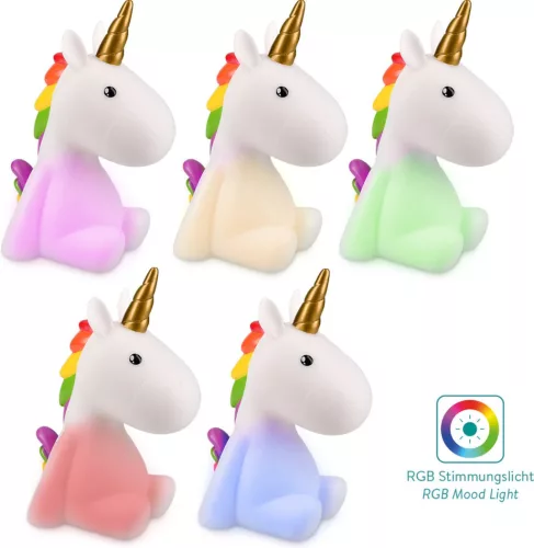 Unicorn éjszakai lámpa, újratölthető, Navaris, fehér, 46219.02