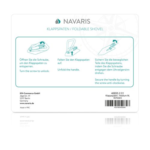 Navaris összecsukható lapát kempinghez, 57x15x5 cm, multifunkciós, tok, 46855.2.01