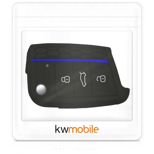 Autókulcs fedél VW-hez - 3 gombos, szilikon, fekete, 46967.04