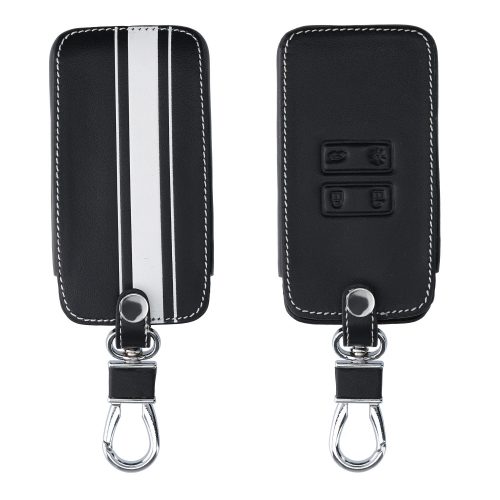 Renault / Dacia autókulcs burkolat - 4 gombos - Keyless Go, Eco-bőr, fekete, 44637.11