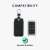 Renault / Dacia autókulcs burkolat - 4 gombos - Keyless Go, Eco-bőr, fekete, 44637.11