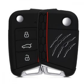   Autókulcs huzat VW / Skoda / Seat - 3 gombos, szilikon, fekete, 42888.29