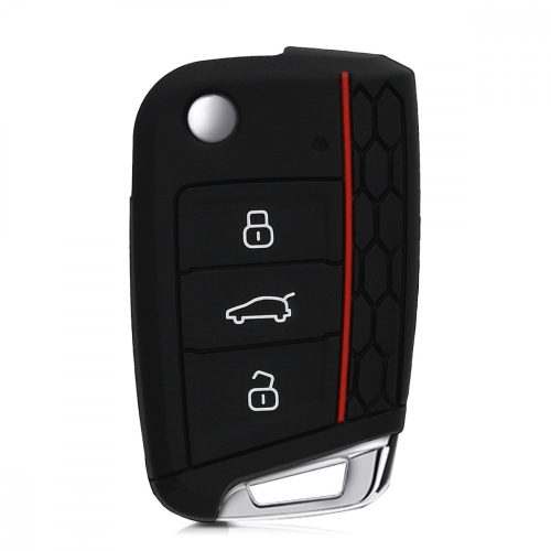 Autókulcs huzat VW / Skoda / Seat - 3 gombos, szilikon, fekete, 42888.29