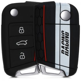   Autókulcs fedél VW-hez - 3 gombos, szilikon, fekete, 42888.25
