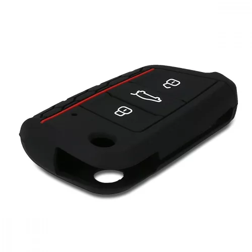 Autókulcs fedél VW-hez - 3 gombos, szilikon, fekete, 42888.25