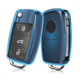   Autókulcs huzat VW / Skoda / Seat - 2-3 gombos, szilikon, kék, 47188.04