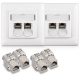 2 db dupla RJ45 hálózati aljzat készlet 4 db CAT 6A csatlakozóval, Kwmobile, fehér, fém, 45360.02